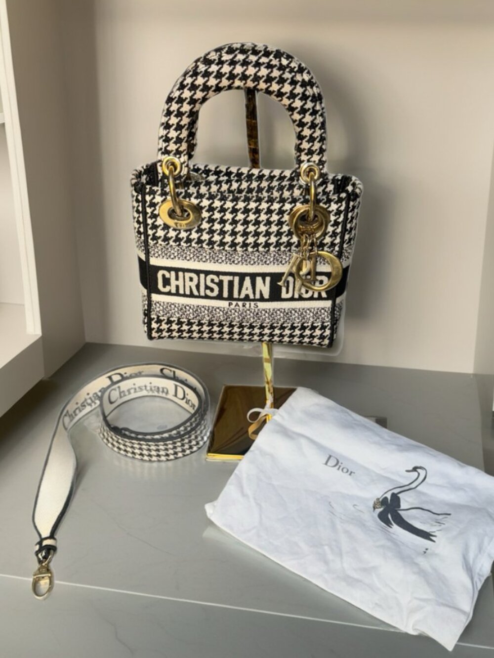 Christian Dior Mini Lady D-Lite Bag Houndstooth
